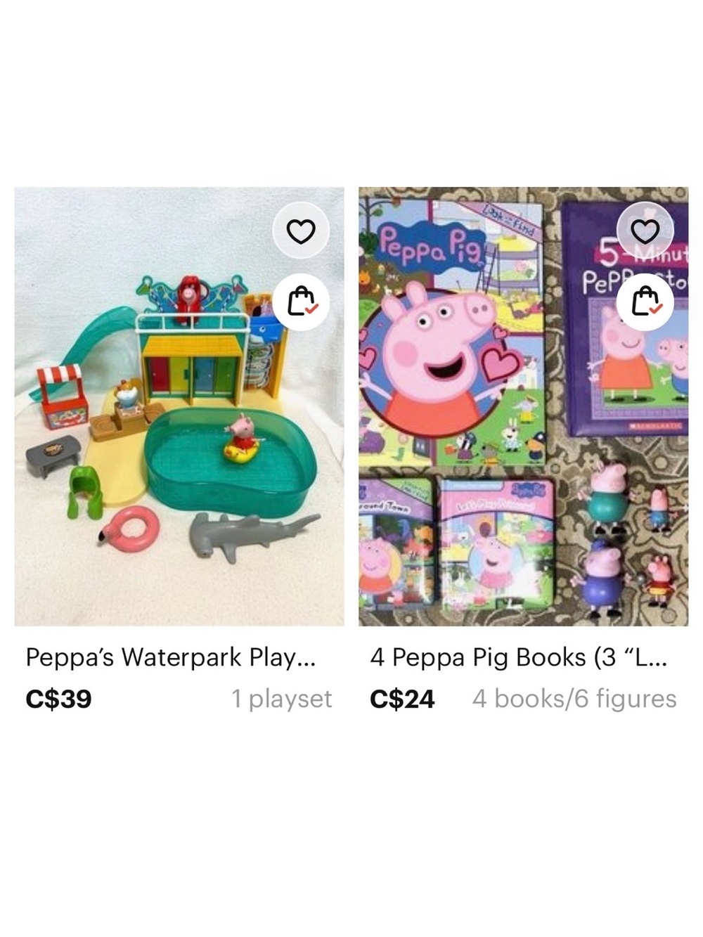 Custom Peppa Pig Bundle: Peppa’s Waterpark Playset, 4 books and 6 figures